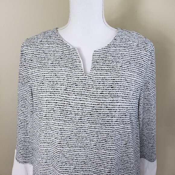 See U Soon Striped Split Neck Tunic Dress Large - Picture 2 of 11